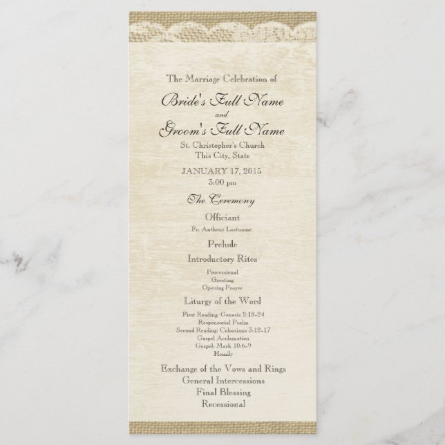 Vintage Lace Wedding Program (Front)