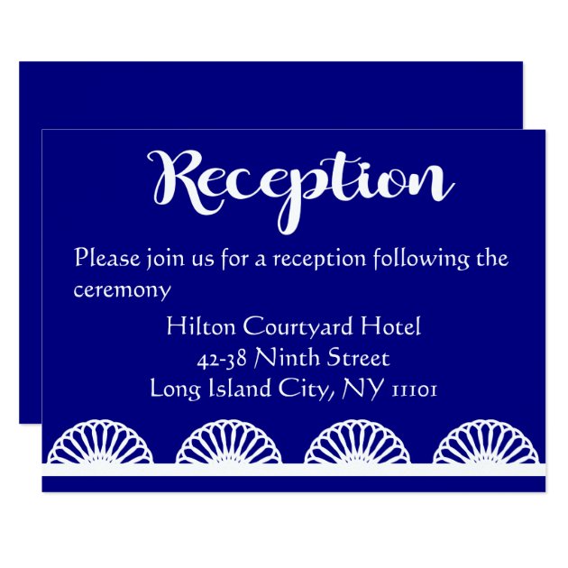 Vintage Lace Wedding Reception Royal Blue Navy Card