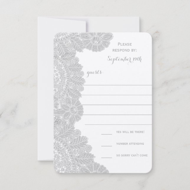 Vintage Lace Wedding RSVP Card (Front)
