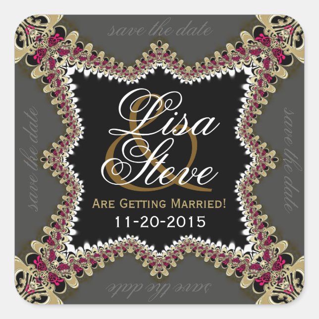 Vintage Lace Wedding Save the Date Sticker (Front)