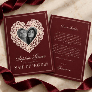 Vintage Lace Will You Be My Maid of Honor Card