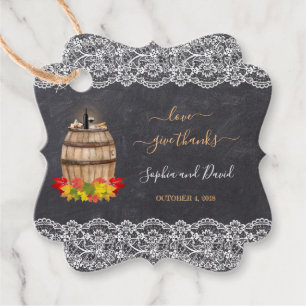 Vintage Lace Winery Chalk Thanksgiving Wedding Favor Tags