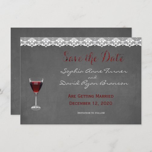 Vintage Lace Winery Wedding SAVE THE DATE Invitation