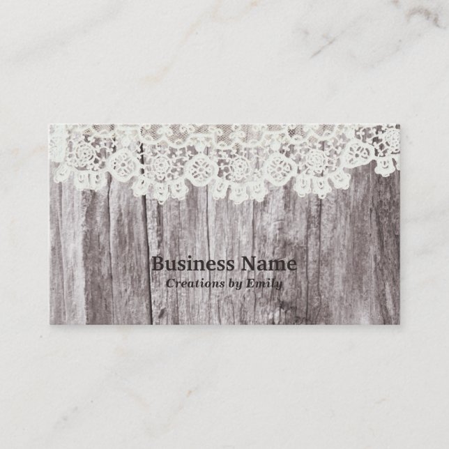 Vintage Lace & Wood Jewelry Business Card (Front)
