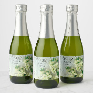 Vintage laces with white lilacs sparkling wine label
