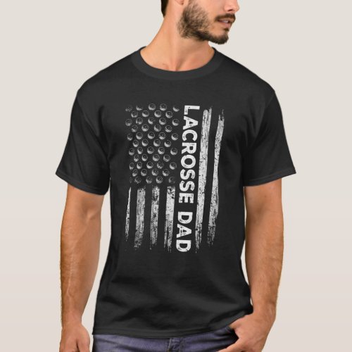 Vintage Lacrosse Dad USA Flag Retro Fathers Day Da T_Shirt