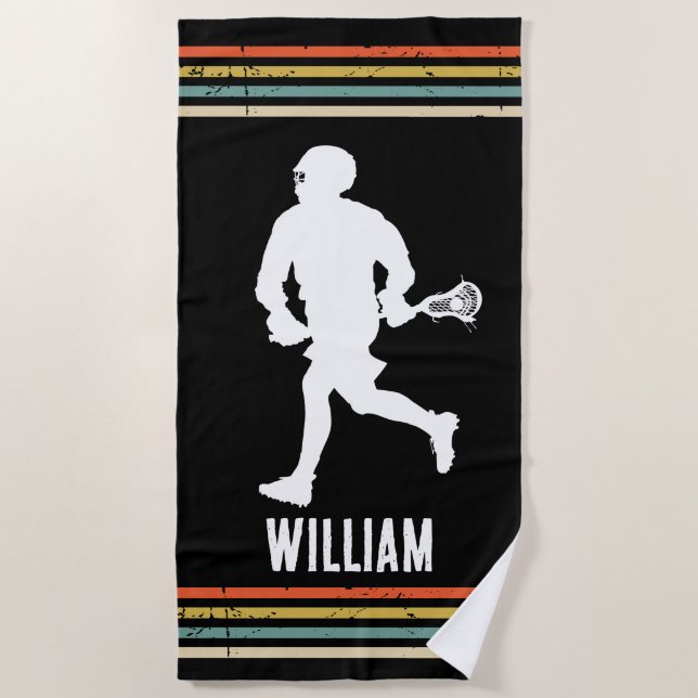 Vintage  Lacrosse Personalized  Beach Towel (Front)