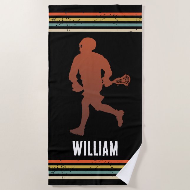 Vintage  Lacrosse Personalized  Beach Towel (Front)
