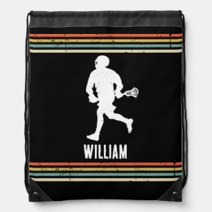 Vintage Lacrosse Personalized Drawstring Bag