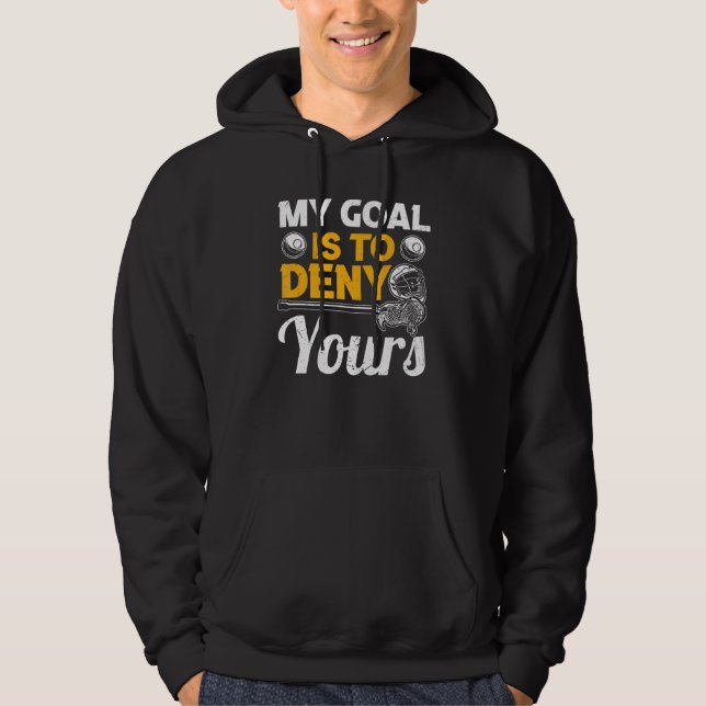 Vintage Lacrosse Player Goalie Coach Women's Mens  Hoodie (Front)