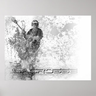 Vintage lacrosse Splatter B/W Horizontial Poster