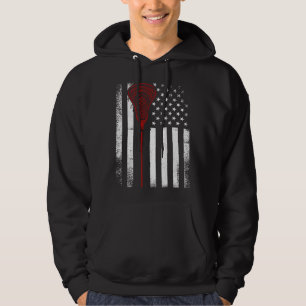 Vintage Lacrosse Sports Biggest Fan Family USA Ame Hoodie