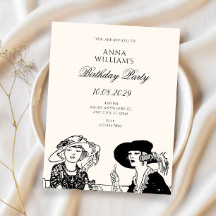 Vintage ladies birthday invitation