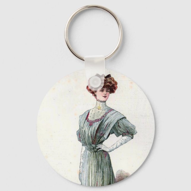  Vintage Ladies Fashion Illustration 1907  Keychain (Front)