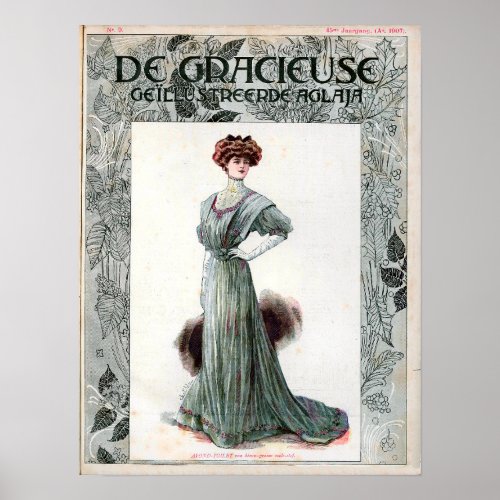  Vintage Ladies Fashion Illustration 1907 Poster
