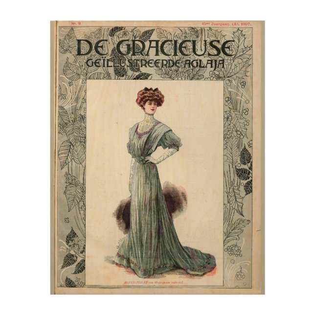  Vintage Ladies Fashion Illustration 1907   Wood Wall Art (Front)