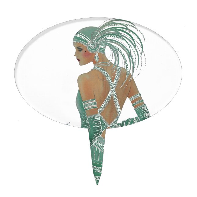 Vintage Ladies Going Green Art Print Cake Topper (Front)