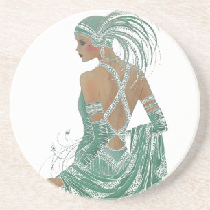 Vintage Ladies Going Green Art Print Coaster