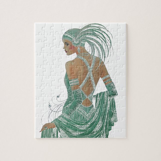 Vintage Ladies Going Green Art Print Jigsaw Puzzle (Vertical)