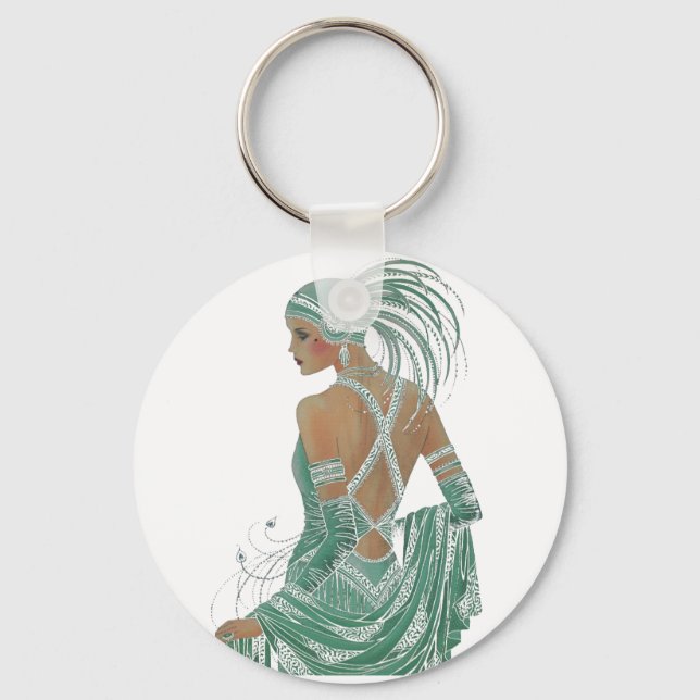 Vintage Ladies Going Green Art Print Keychain (Front)