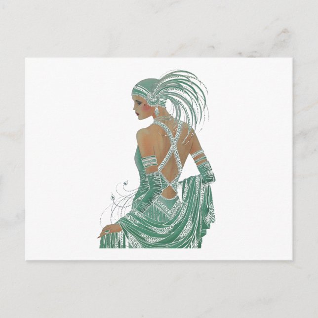 Vintage Ladies Going Green Art Print Postcard (Front)