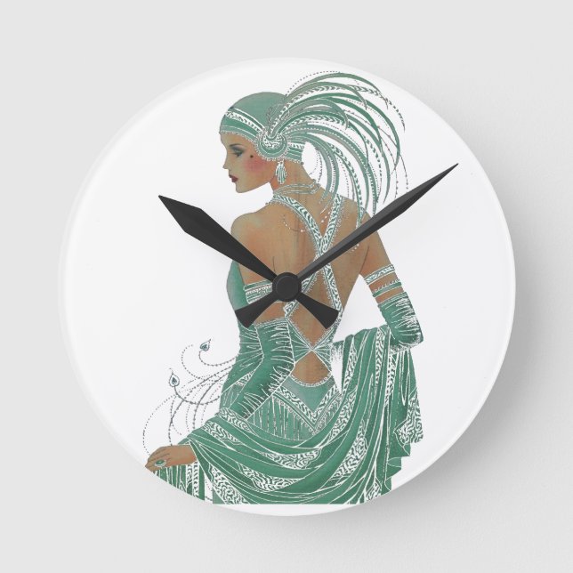 Vintage Ladies Going Green Art Print Round Clock (Front)