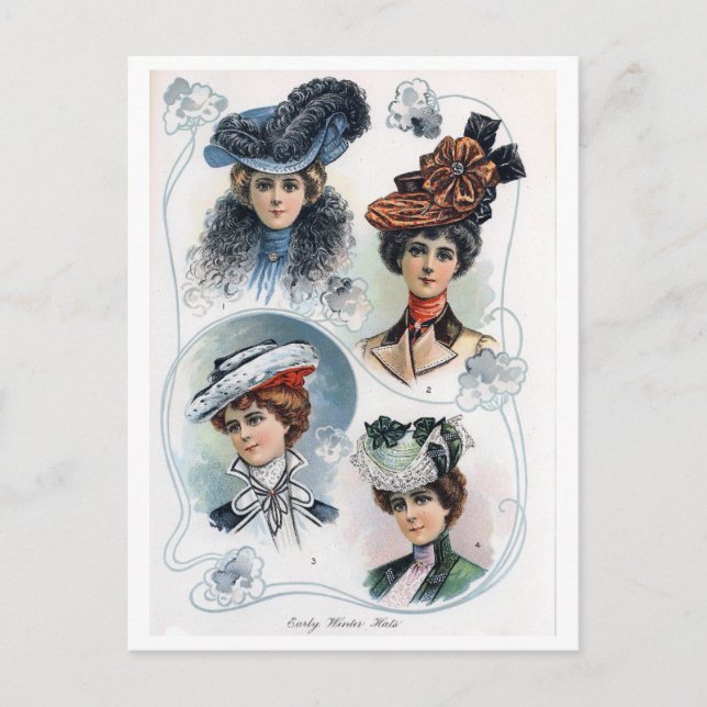 Vintage Ladies in Hats Postcard (Front)