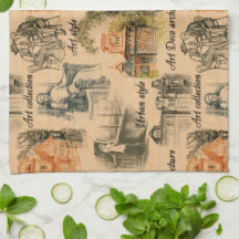 Vintage Ladies in the City Pencil Drawing