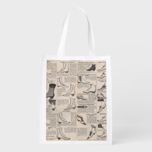 Vintage Ladies' Shoes Catalog - 1900s Fashion Reusable Grocery Bag