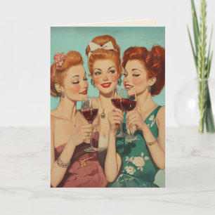 Vintage Ladies Toasting with Wine Invitation