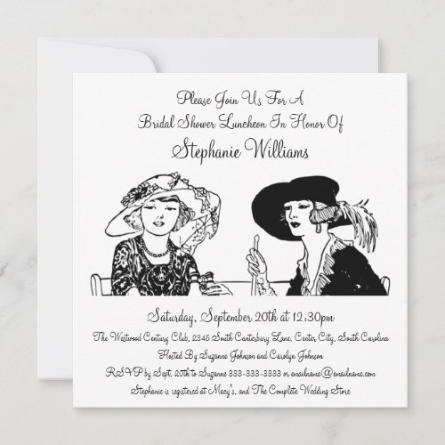 Vintage Ladies with Hats Elegant Bridal Shower Custom Invitations