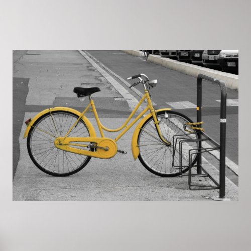 Vintage Ladies Yellow Bicycle Florence Italy Poster