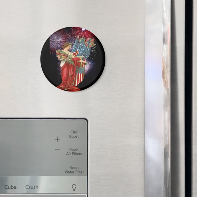 Vintage Lady and Fireworks Magnet (In Situ (Fridge))