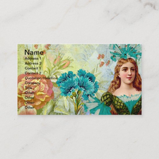 Vintage Lady and Flowers Business Card