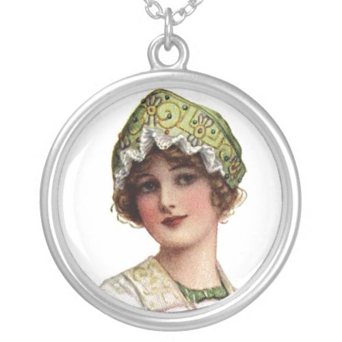Vintage Lady Bead and Lace Bonnet Necklace