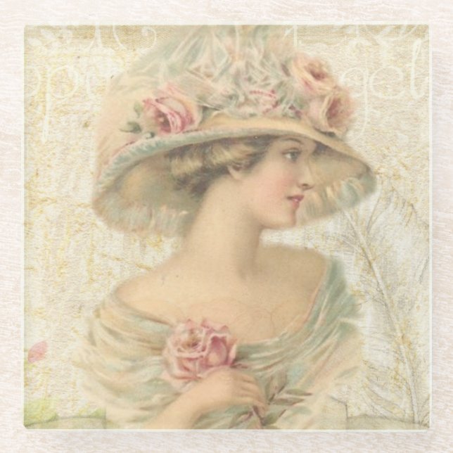 Vintage Lady Beverage Coaster (Front)