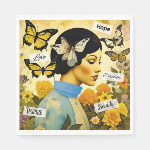 Vintage Lady, Butterflies, Flowers and Inspiring Napkins