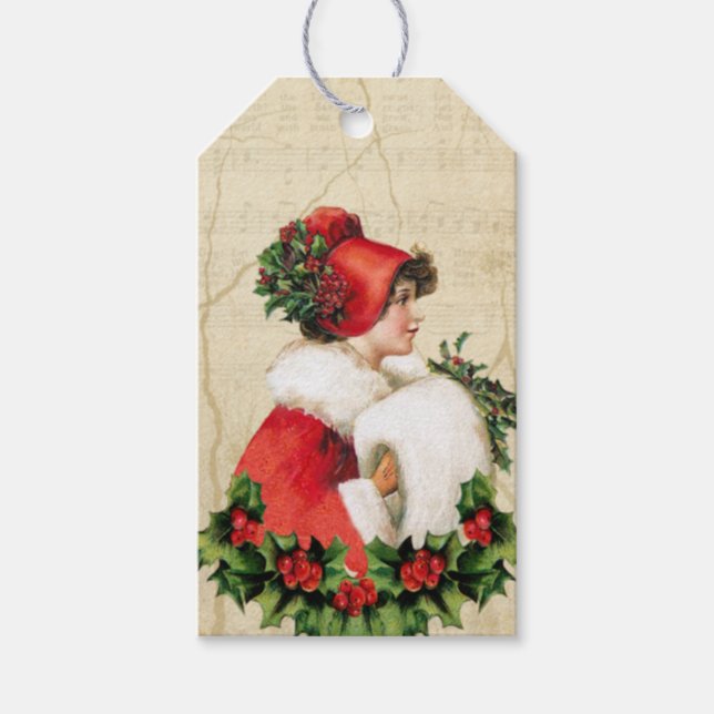 Vintage Lady Christmas Gift Tag (Front)