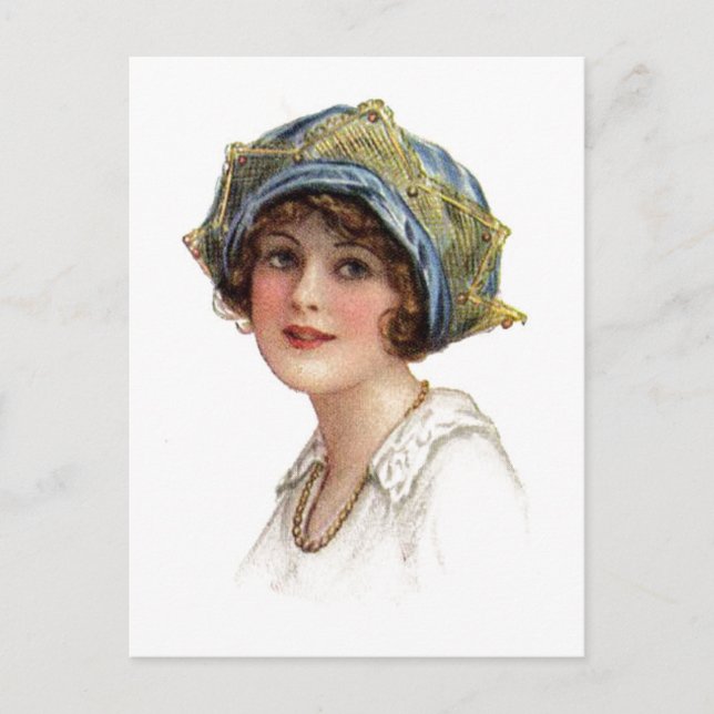 Vintage Lady Coronet With Lace Postcard (Front)