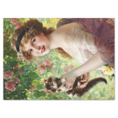 Vintage Lady Cute Kitten & Rose Flower Tissue Paper | Zazzle