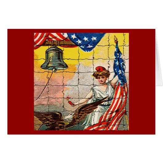 Vintage Lady, Eagle, Flag and Liberty Bell Mosiac (Front Horizontal)