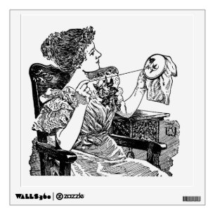 Vintage Lady Embroidery Wall Decal