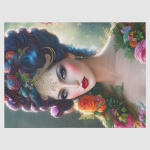 Vintage Lady Fairy Queen Rose Flowers Decoupage Tissue Paper