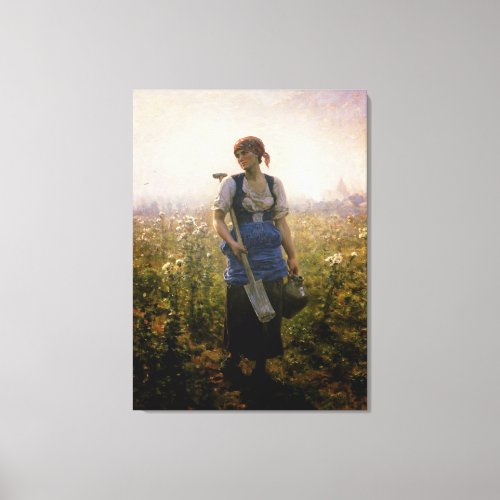  Vintage Lady Farmer At The Fields  Canvas Print