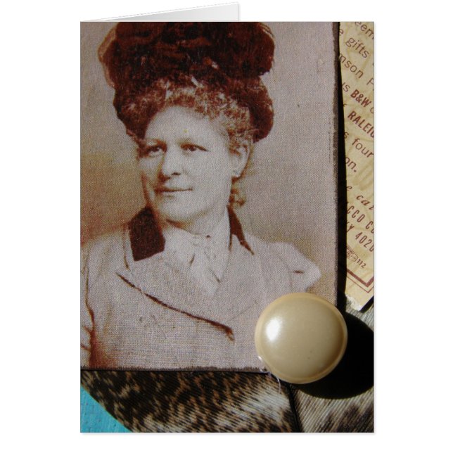 Vintage Lady, Feather, Button Cards (Front)