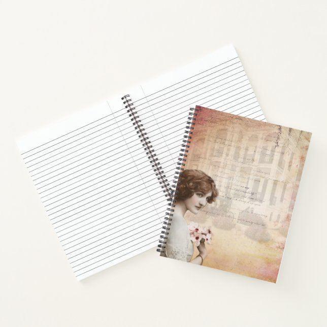 Vintage Lady Flowers Spiral Notebook (Inside)