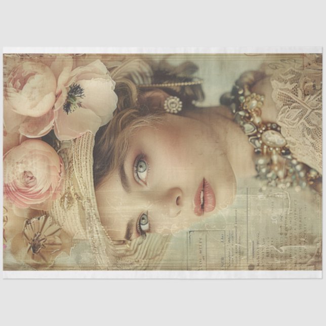 Vintage Lady from Jazz Era Decoupage Tissue Paper (Front)
