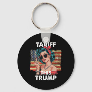 Vintage Lady Giving The Middle Finger Tariff This Keychain