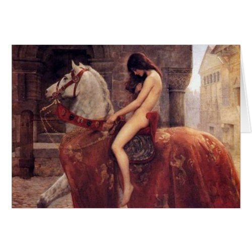 Vintage Lady Godiva on Horseback Card
