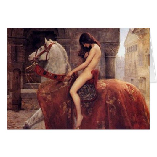 Vintage Lady Godiva on Horseback Card (Front Horizontal)